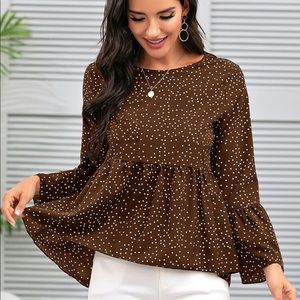 Polka Dot High Low Peplum Blouse (XL)